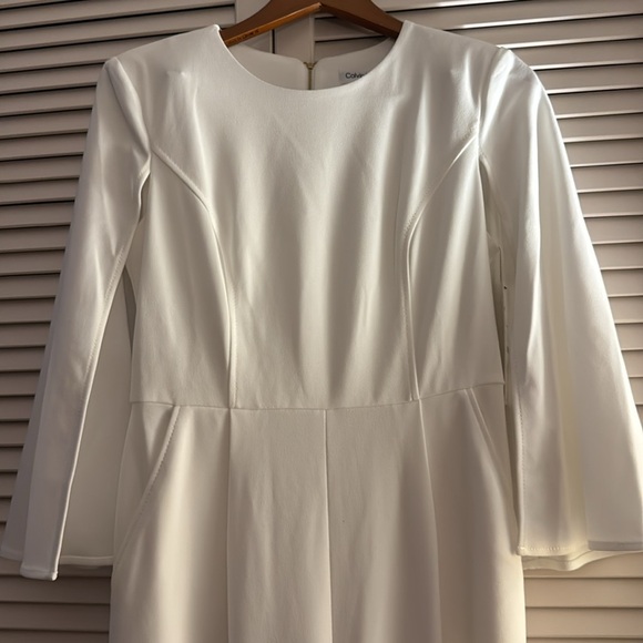 Calvin Klein Women's White Pleated Waist Jumpsuit NWT Flawed Gem! Size 8 - Picture 8 of 9